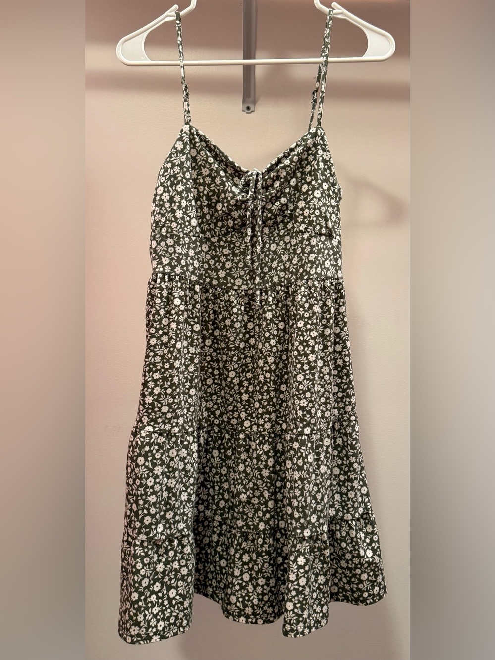 No Boundaries Olive Green and White Floral Mini Dress